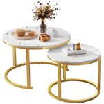 YN362 - Couchtisch Couchtisch 2er Set mit Marmormuster, Beistelltisch