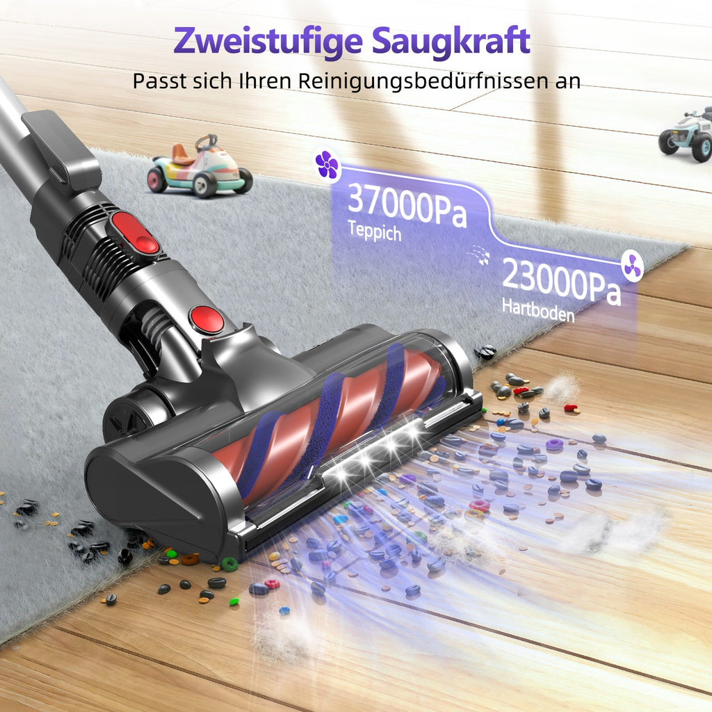 Akku-Hand-und Stielstaubsauger Akku Staubsauger, Staubsauger Kabellos 37000Pa/50Min/1.6L mit 4 HEPA