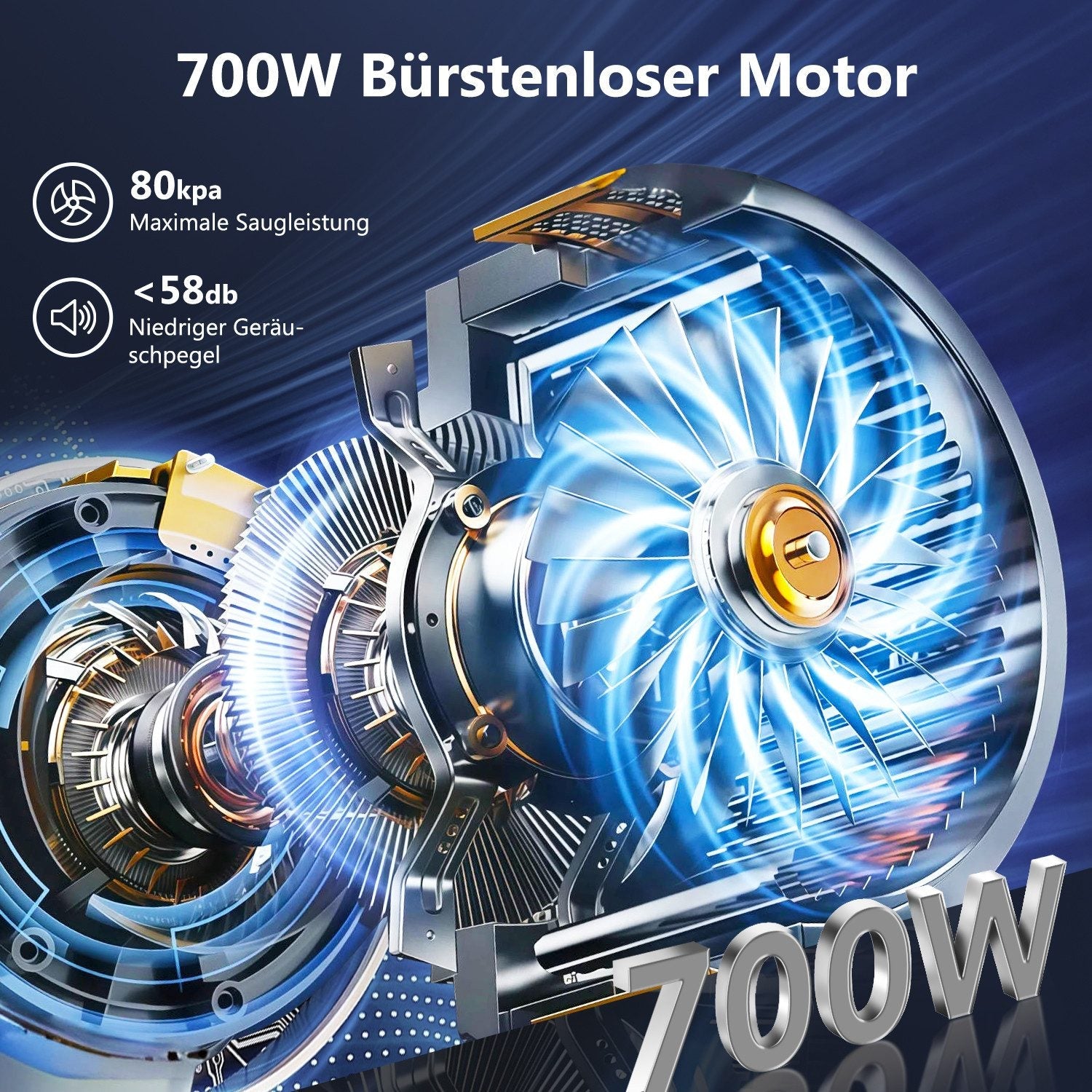 Akku-Hand-und Stielstaubsauger Akku Staubsauger, 80000Pa/700W/70Min/1.8L Kabelloser Staubsauger