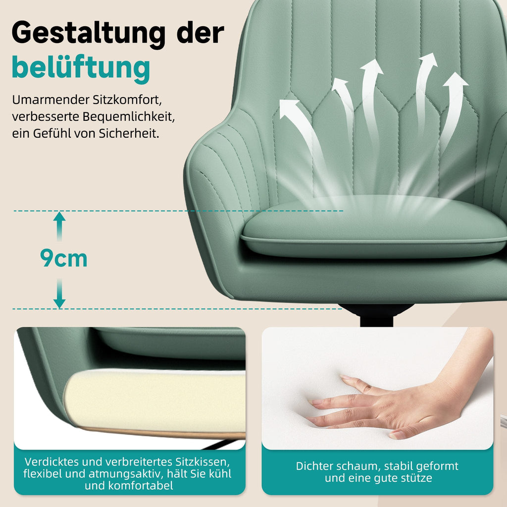 Bürostuhl Homeoffice Stuhl,Schminkstuhl mit Armlehnen und Rollen