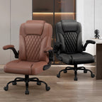 Chaise de bureau ergonomique, en cuir synthétique, accoudoirs rabattables à 90°