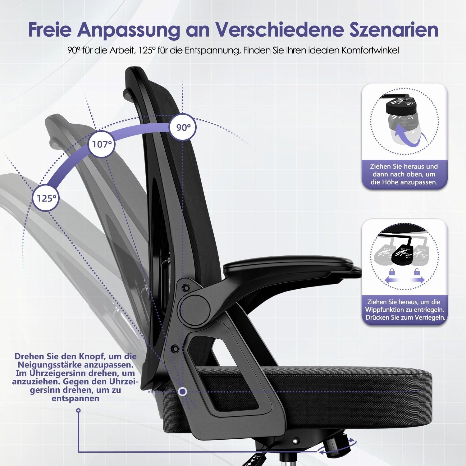 Bürostuhl Bürostuhl,Chefsessel aus Mesh,Ergonomischer Schreibtischstuhl
