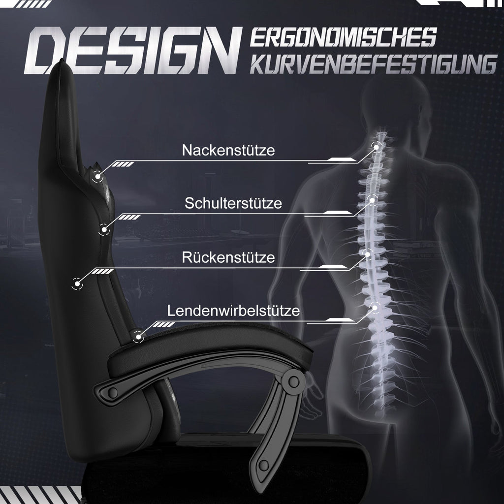 Gaming-Stuhl Gaming Stuhl mit Einteiligen Armlehnen und Ausziehbarem Fußstütze