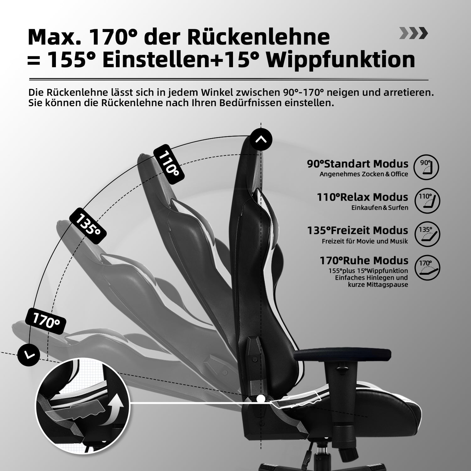 Gaming-Stuhl Ergonomischer Gaming Stuhl mit Gepolstertem Sitz