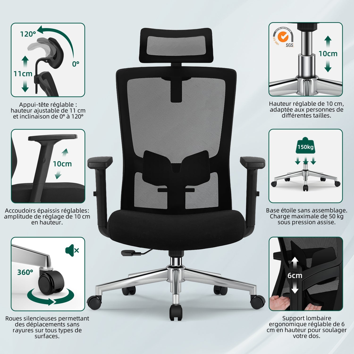 Bürostuhl Ergonomischer Bürostuhl, Schreibtischstuhl Chefsessel