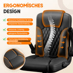 Chaise de bureau ergonomique, en cuir synthétique, accoudoirs rabattables à 90°