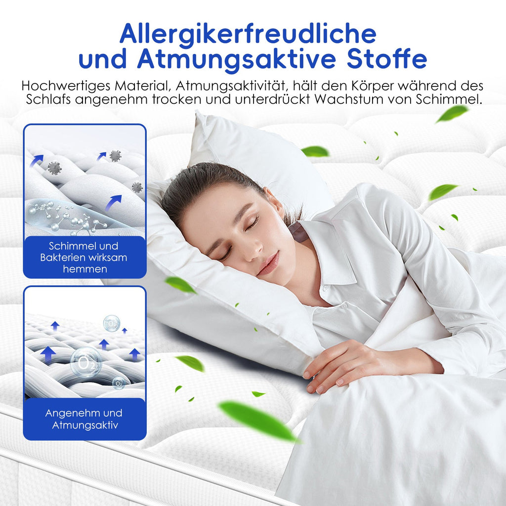 Taschenfederkernmatratze Matratze mit Spannbettlaken, orthopädische 7-Zonen Federkernmatratze