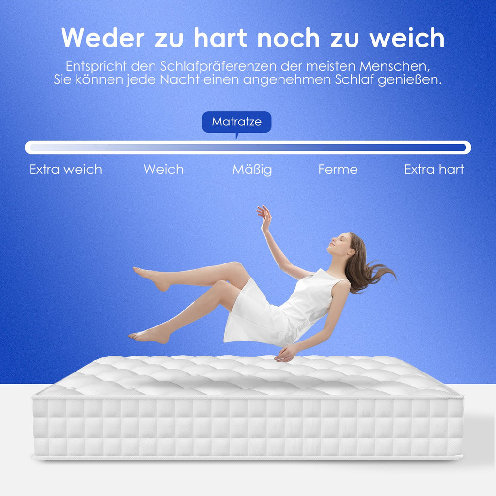 Taschenfederkernmatratze Matratze mit Spannbettlaken, orthopädische 7-Zonen Federkernmatratze