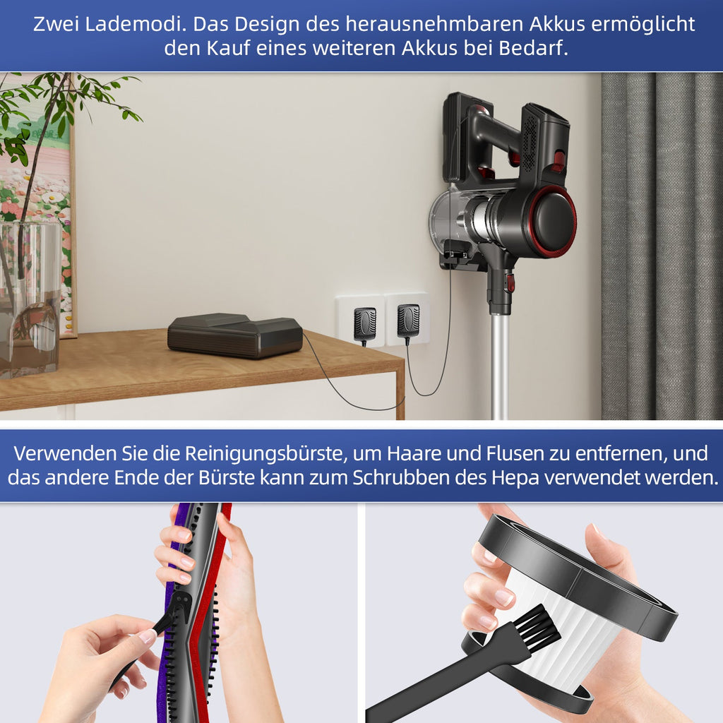 Akku-Hand-und Stielstaubsauger Akku Staubsauger, 55000Pa Kabelloser Staubsauger,Akku-Stielstaubsauger