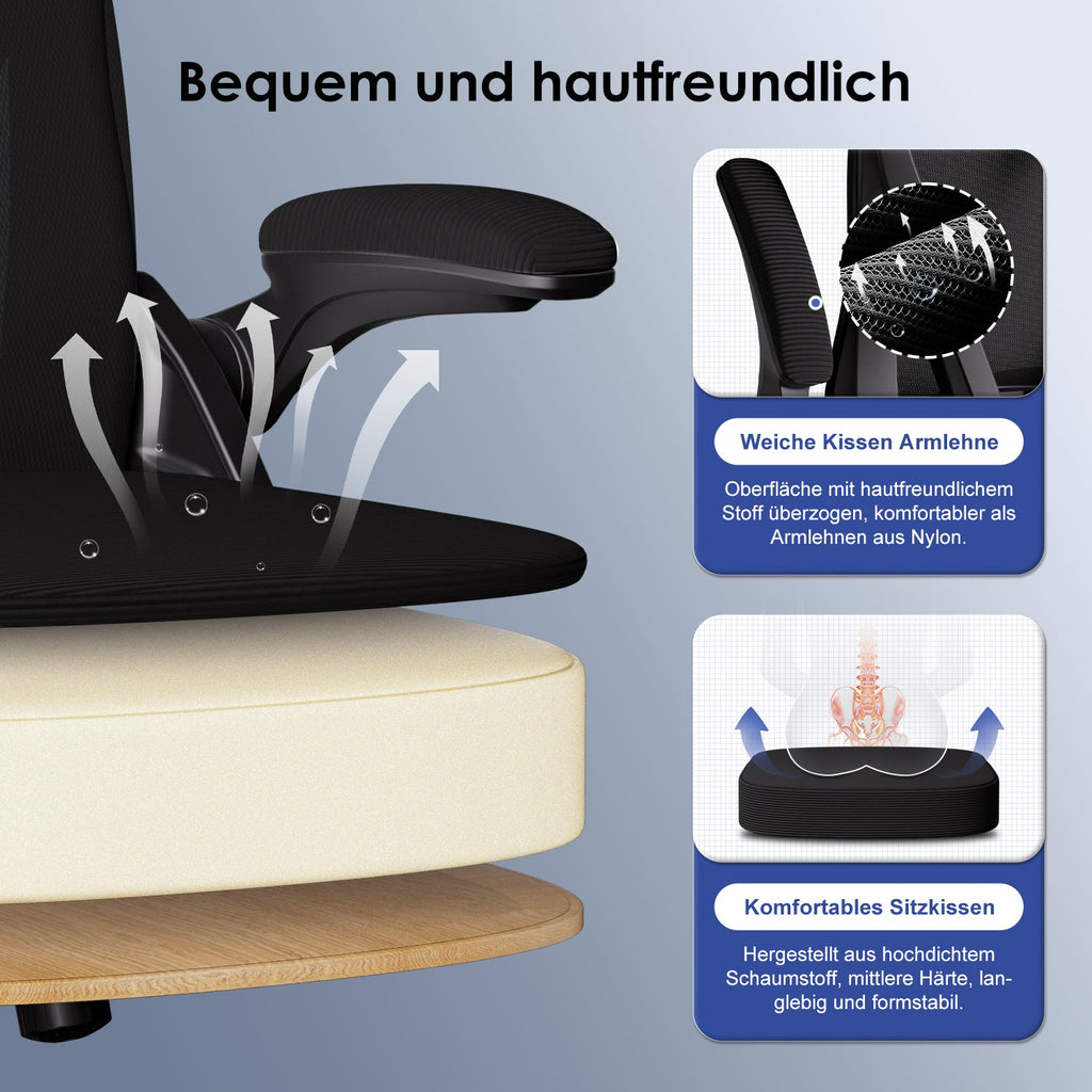 Bürostuhl Ergonomischer Bürostuhl mit klappbaren Armlehnen und Rückenlehnen