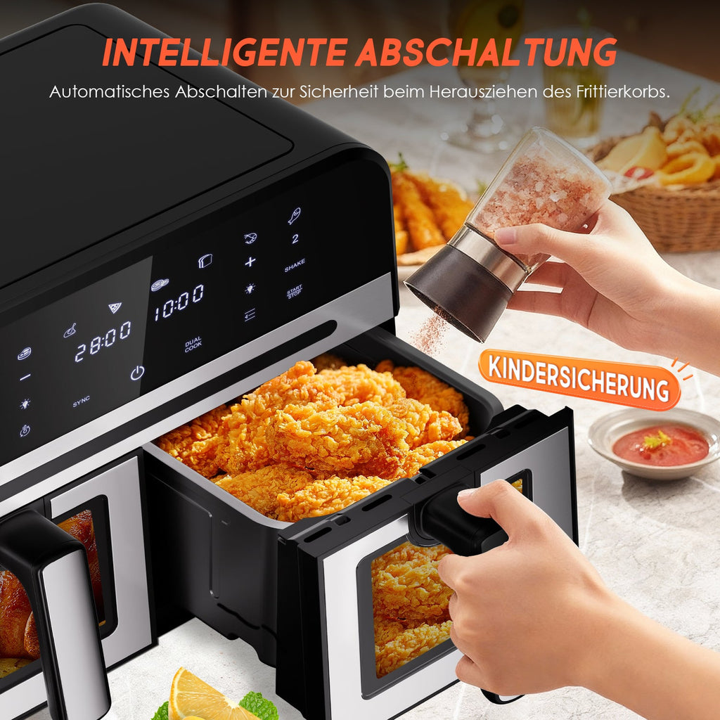 Heißluftfritteuse Geschenk Speisezange und Ölpinsel, 8-in-1, Touchscreen