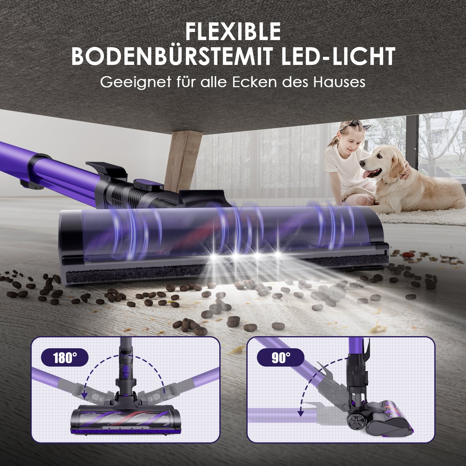 Akku-Hand-und Stielstaubsauger Akku Staubsauger 60000Pa Kabelloser Staubsauger Saugkraft