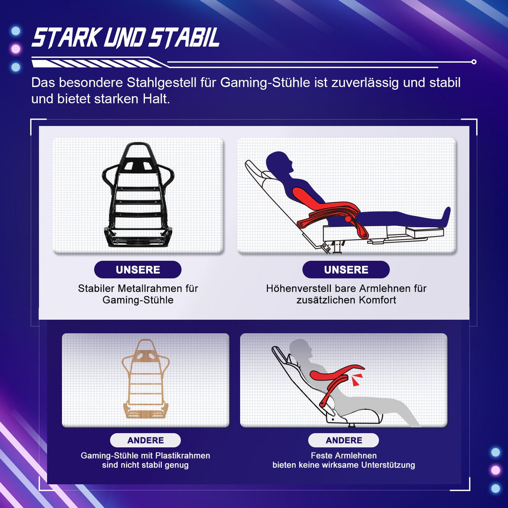 Gaming-Stuhl Gaming Stuhl mit Einteiligen Armlehnen und Ausziehbarem Fußstütze