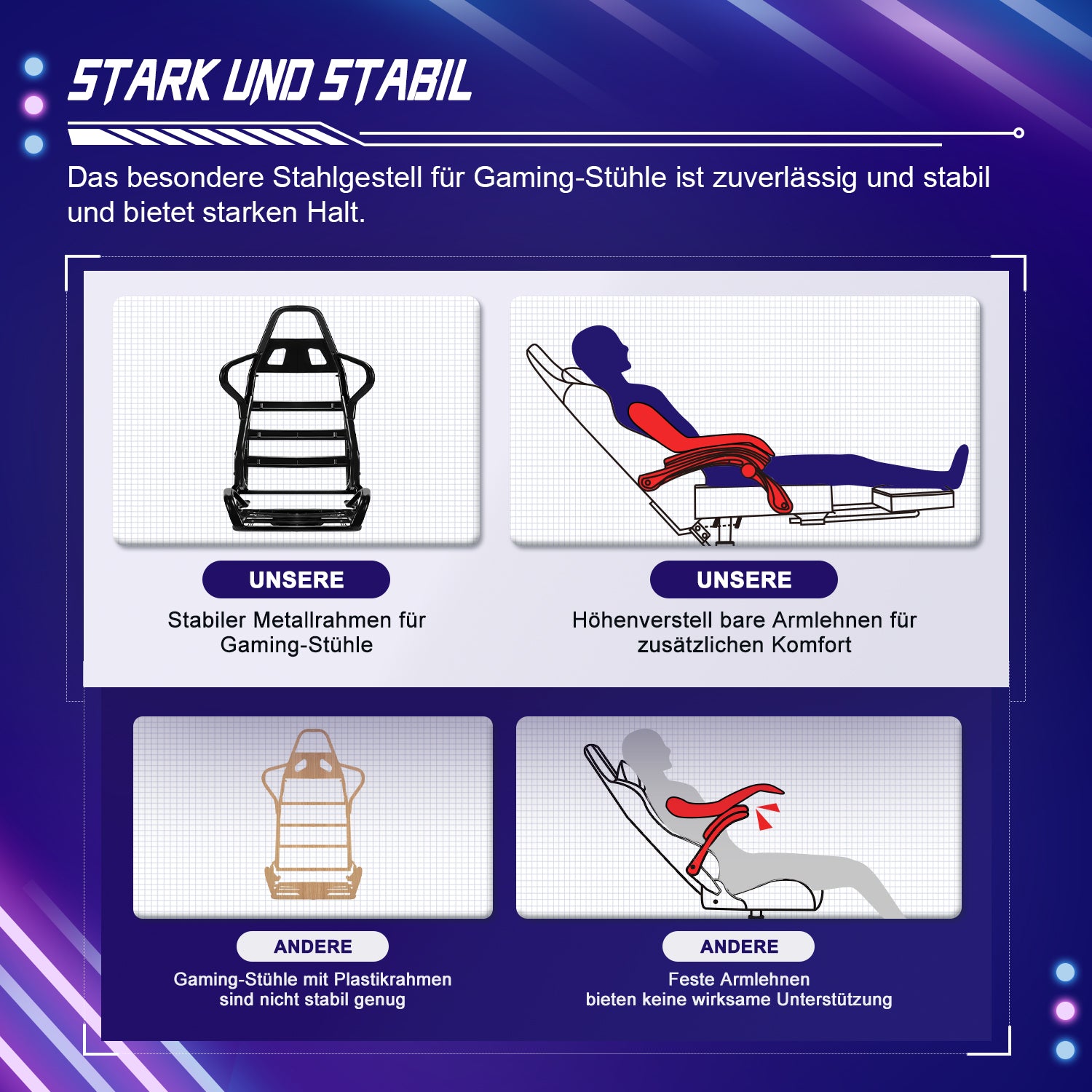 Gaming-Stuhl Gaming Stuhl mit Einteiligen Armlehnen und Ausziehbarem Fußstütze