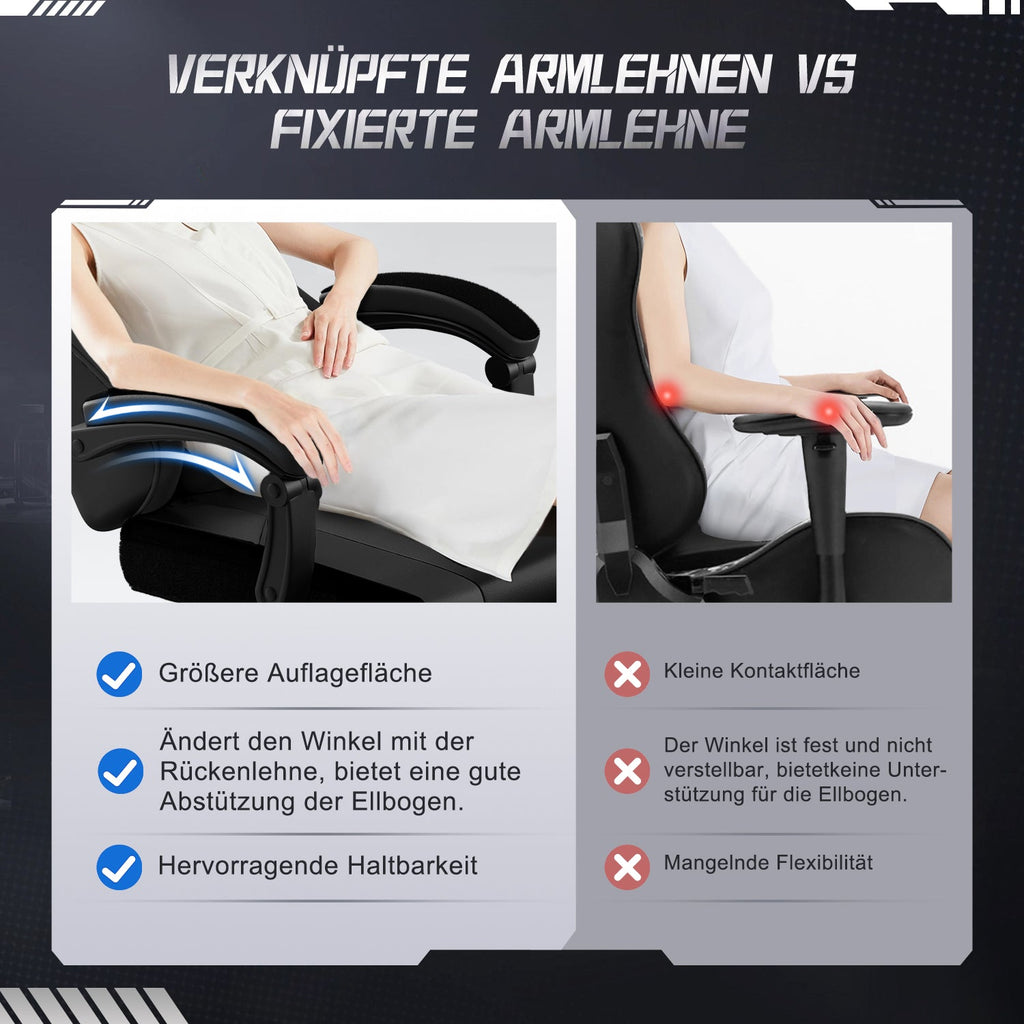 Gaming-Stuhl Gaming Stuhl mit Einteiligen Armlehnen und Ausziehbarem Fußstütze