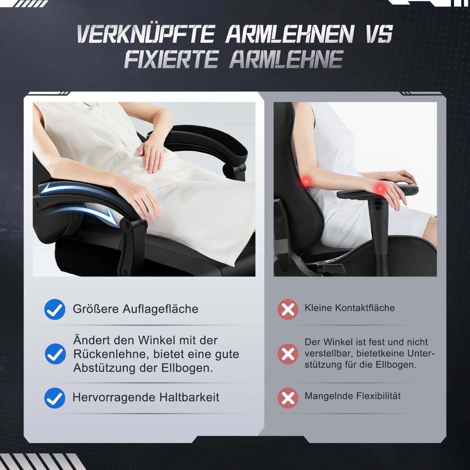 Gaming-Stuhl Gaming Stuhl mit Einteiligen Armlehnen und Ausziehbarem Fußstütze