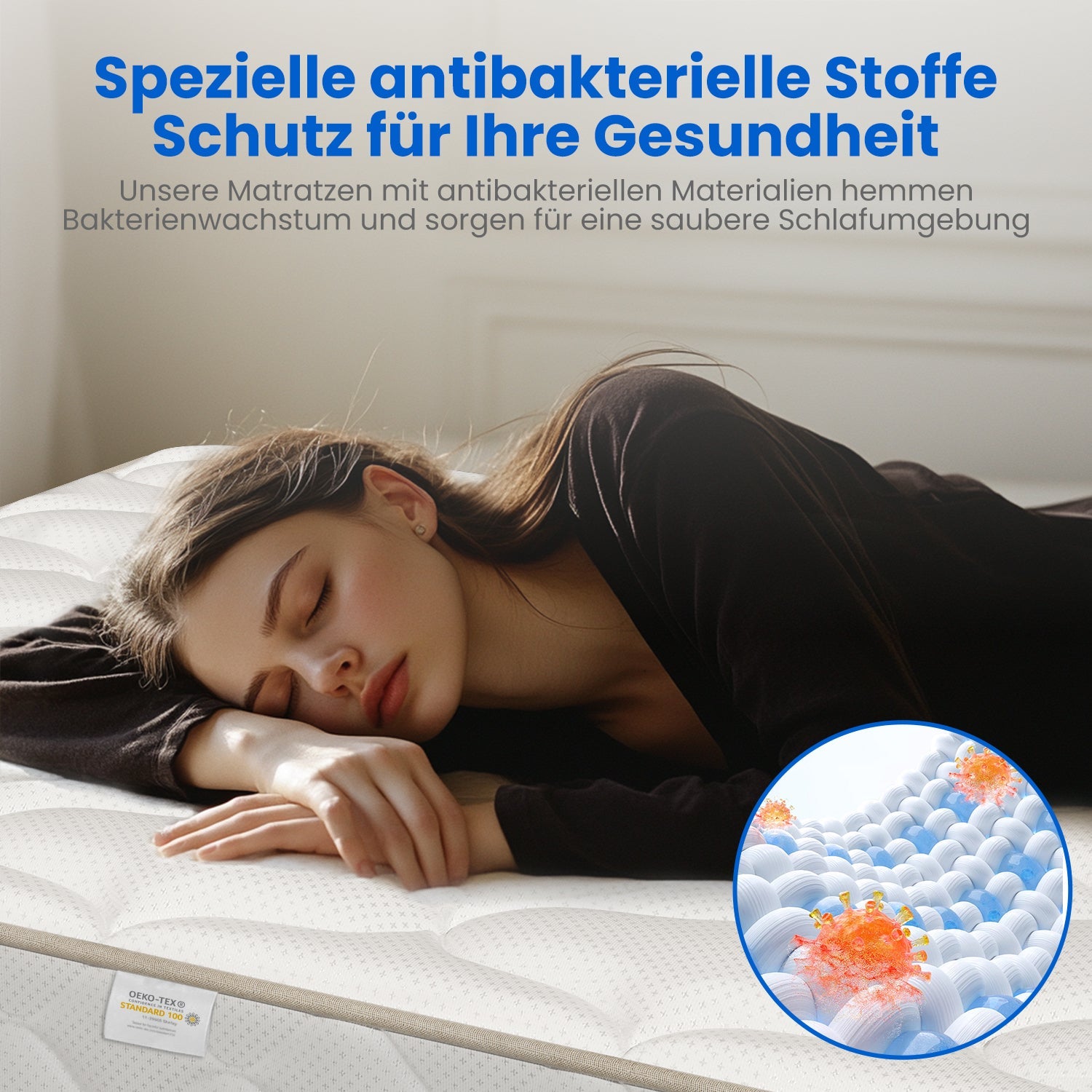 Taschenfederkernmatratze Matratze mit Spannbettlaken, orthopädische 7-Zonen Federkernmatratze