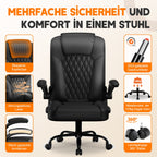 Chaise de bureau ergonomique, en cuir synthétique, accoudoirs rabattables à 90°