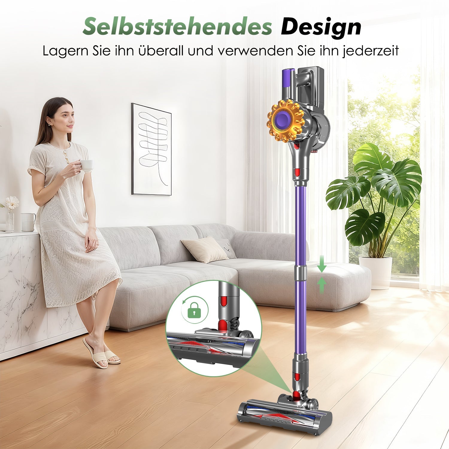 Akku-Hand-und Stielstaubsauger Akku Staubsauger 50000Pa/50min/1,6L,Staubsauger kabellos