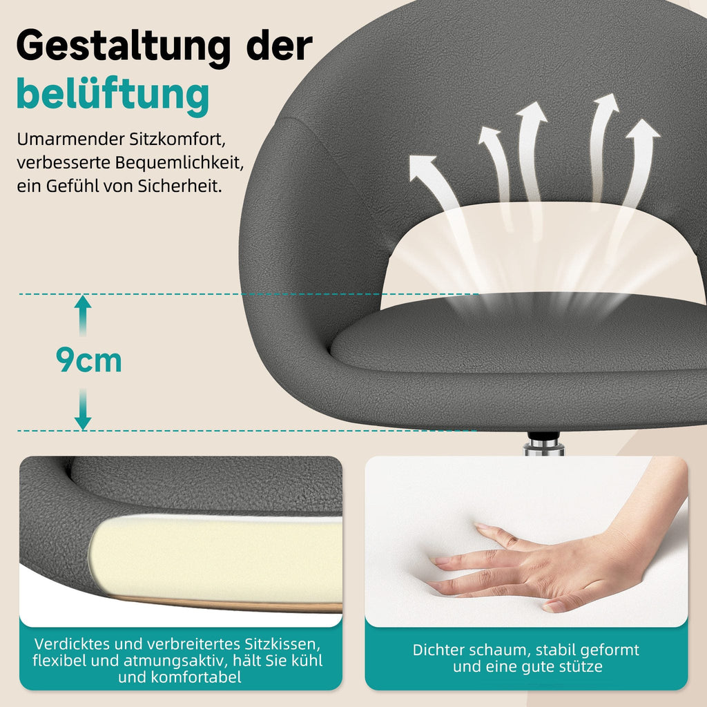 Bürostuhl Schminkstuhl,Homeoffice Stuhl mit Armlehnen,Drehstuhl mit Rrollen