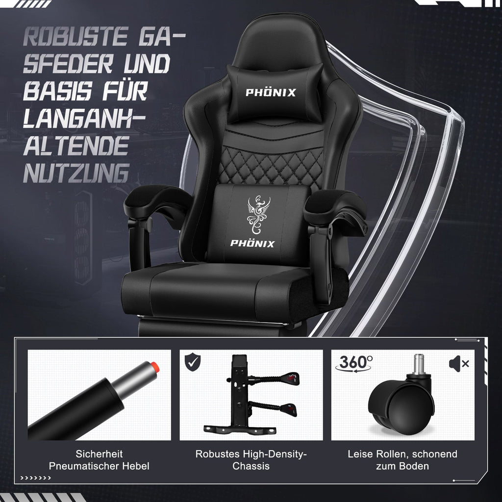 Gaming-Stuhl Gaming Stuhl mit Einteiligen Armlehnen und Ausziehbarem Fußstütze