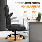 Chaise de bureau ergonomique, en cuir synthétique, accoudoirs rabattables à 90°