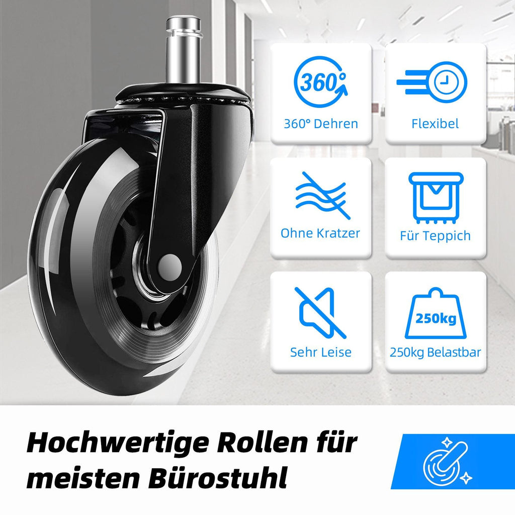 Lenkrolle Rollen 5er-Set, Rollen für Bürostühle