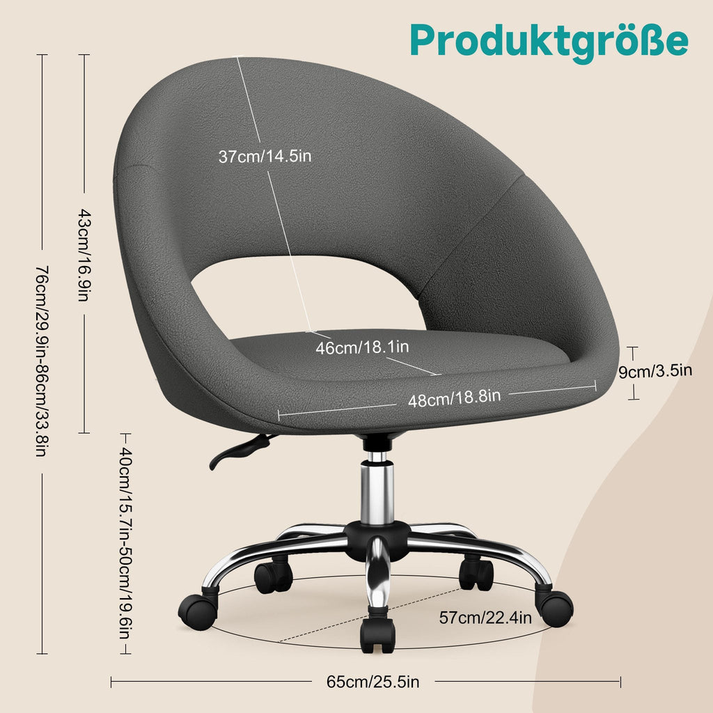 Bürostuhl Schminkstuhl,Homeoffice Stuhl mit Armlehnen,Drehstuhl mit Rrollen