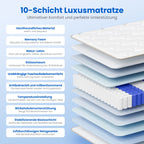 Taschenfederkernmatratze Matratze mit Spannbettlaken, orthopädische 7-Zonen Federkernmatratze