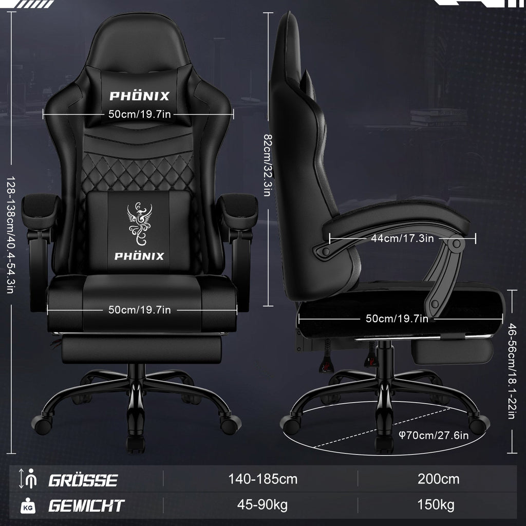 Gaming-Stuhl Gaming Stuhl mit Einteiligen Armlehnen und Ausziehbarem Fußstütze