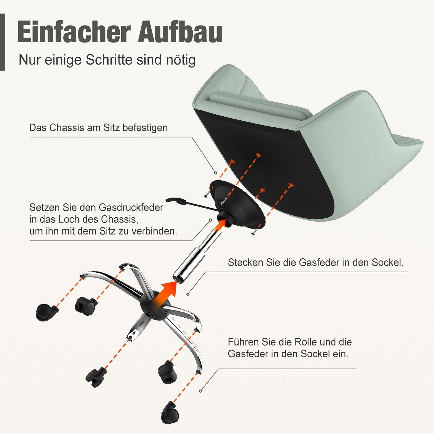 Bürostuhl Homeoffice Stuhl,Schminkstuhl mit Armlehnen,Drehstuhl mit Rrollen