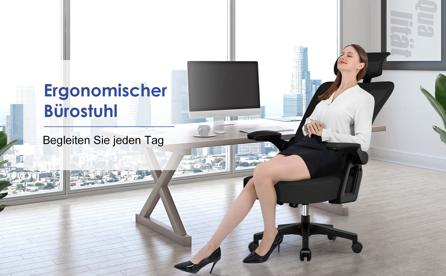 Bürostuhl Ergonomischer Bürostuhl mit klappbaren Armlehnen und Rückenlehnen