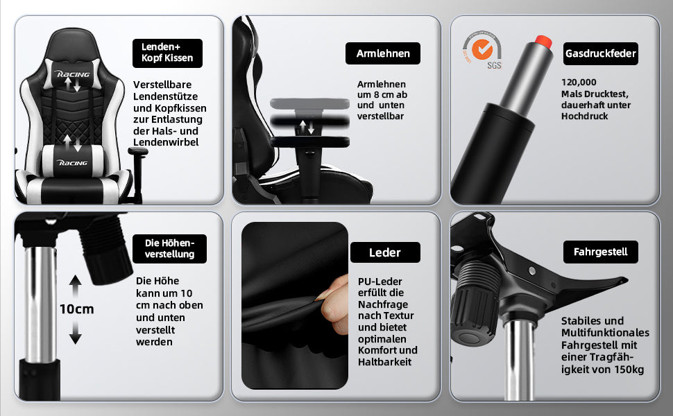 Gaming-Stuhl Ergonomischer Gaming Stuhl mit Gepolstertem Sitz