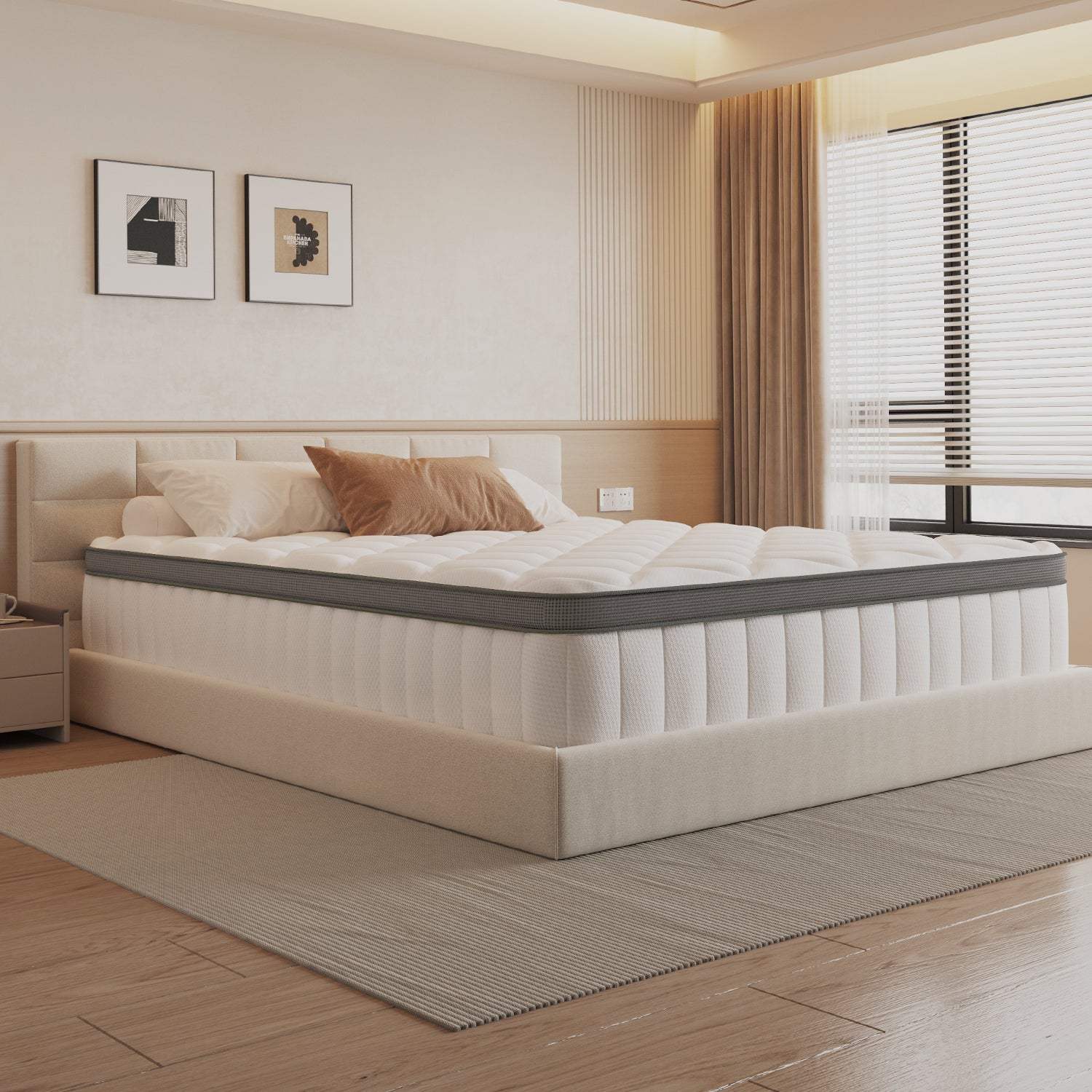 Matelas à ressorts ensachés avec drap-housse, matelas orthopédique à ressorts 7 zones