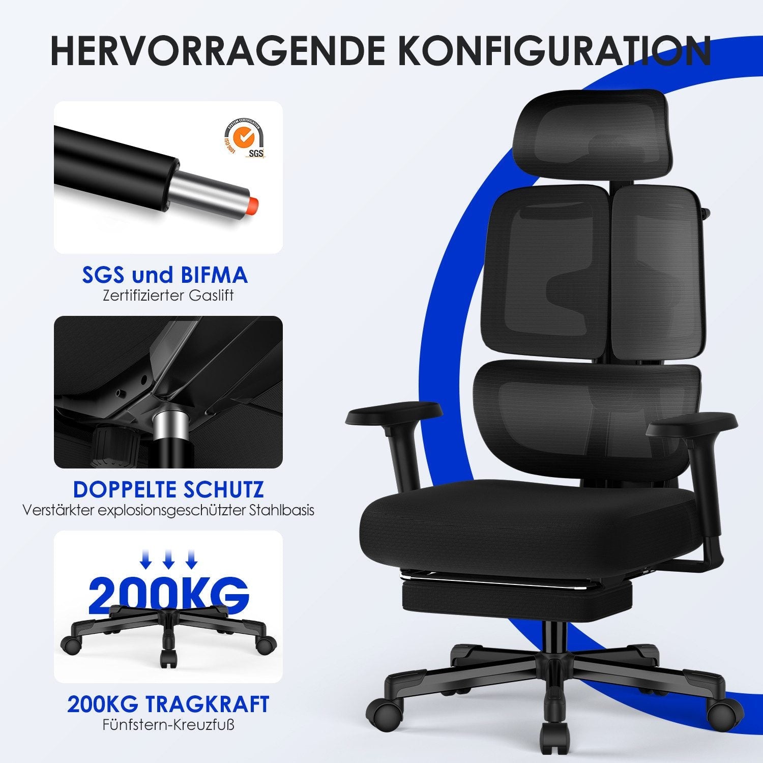 Bürostuhl Bürostuhl, Chefsessel, ergonomischer Schreibtischstuhl, atmungsaktiv
