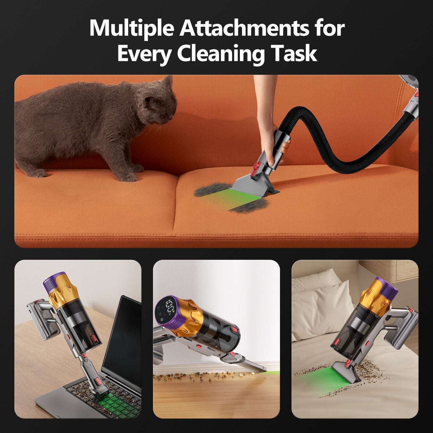 Akku-Hand-und Stielstaubsauger Akku Staubsauger, 80000Pa/700W/70Min/1.8L Kabelloser Staubsauger