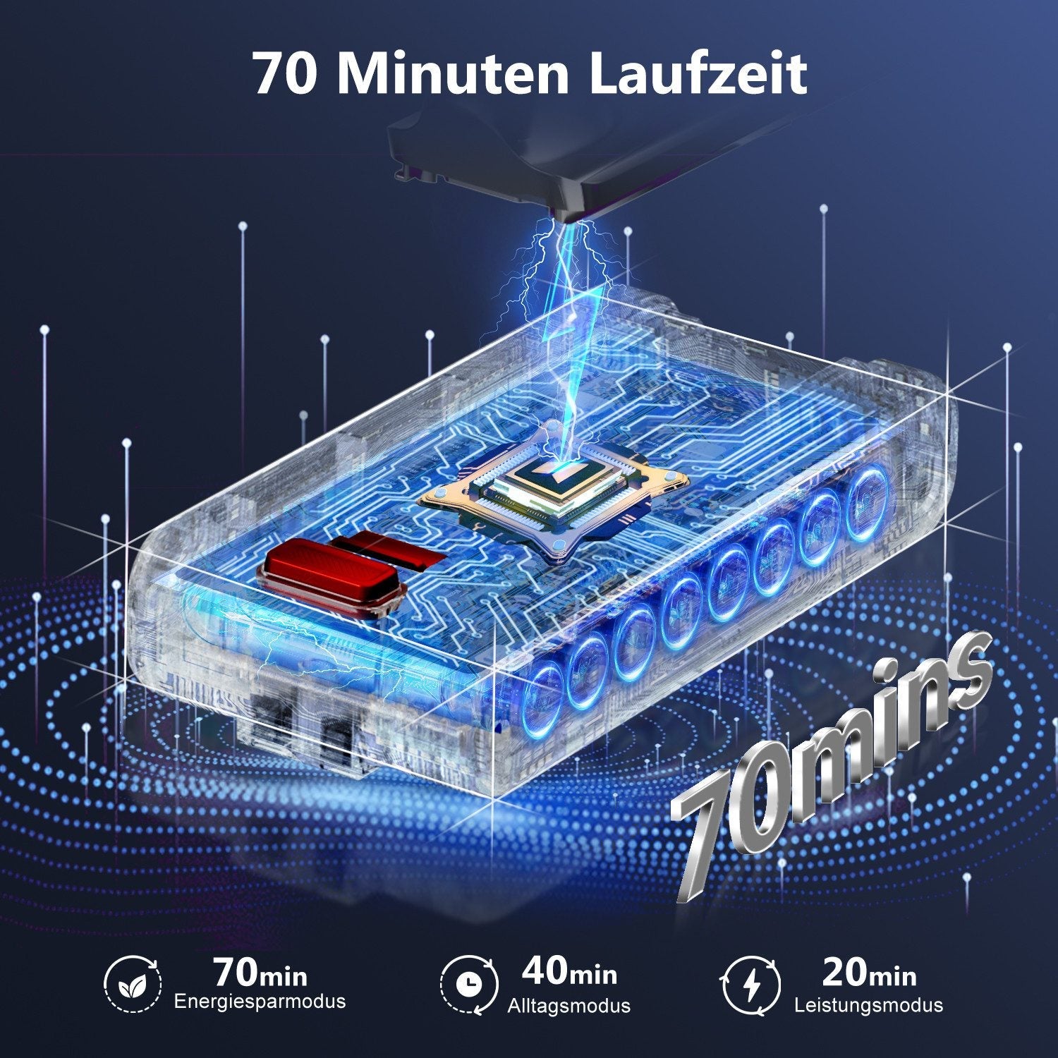 Akku-Hand-und Stielstaubsauger Akku Staubsauger, 80000Pa/700W/70Min/1.8L Kabelloser Staubsauger