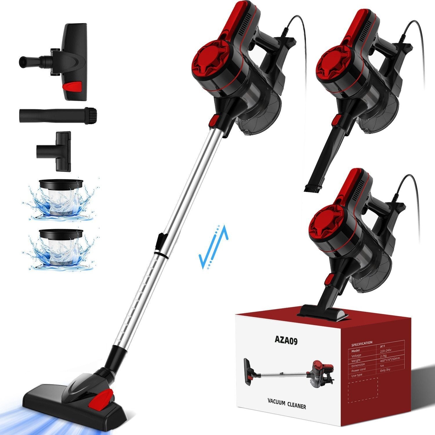 Stielstaubsauger Kabelstaubsauger 26000PA, 2 Austauschbare HEPA-Filters