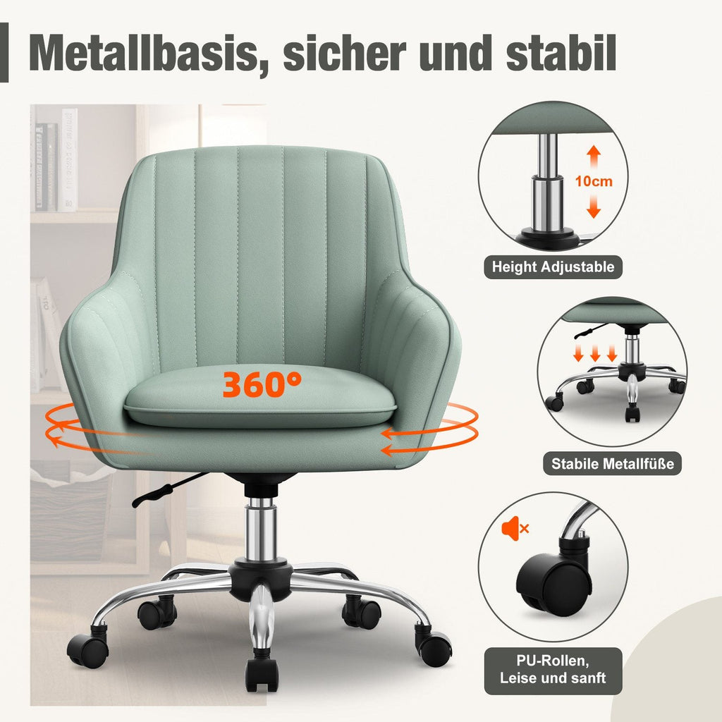 Bürostuhl Homeoffice Stuhl,Schminkstuhl mit Armlehnen,Drehstuhl mit Rrollen
