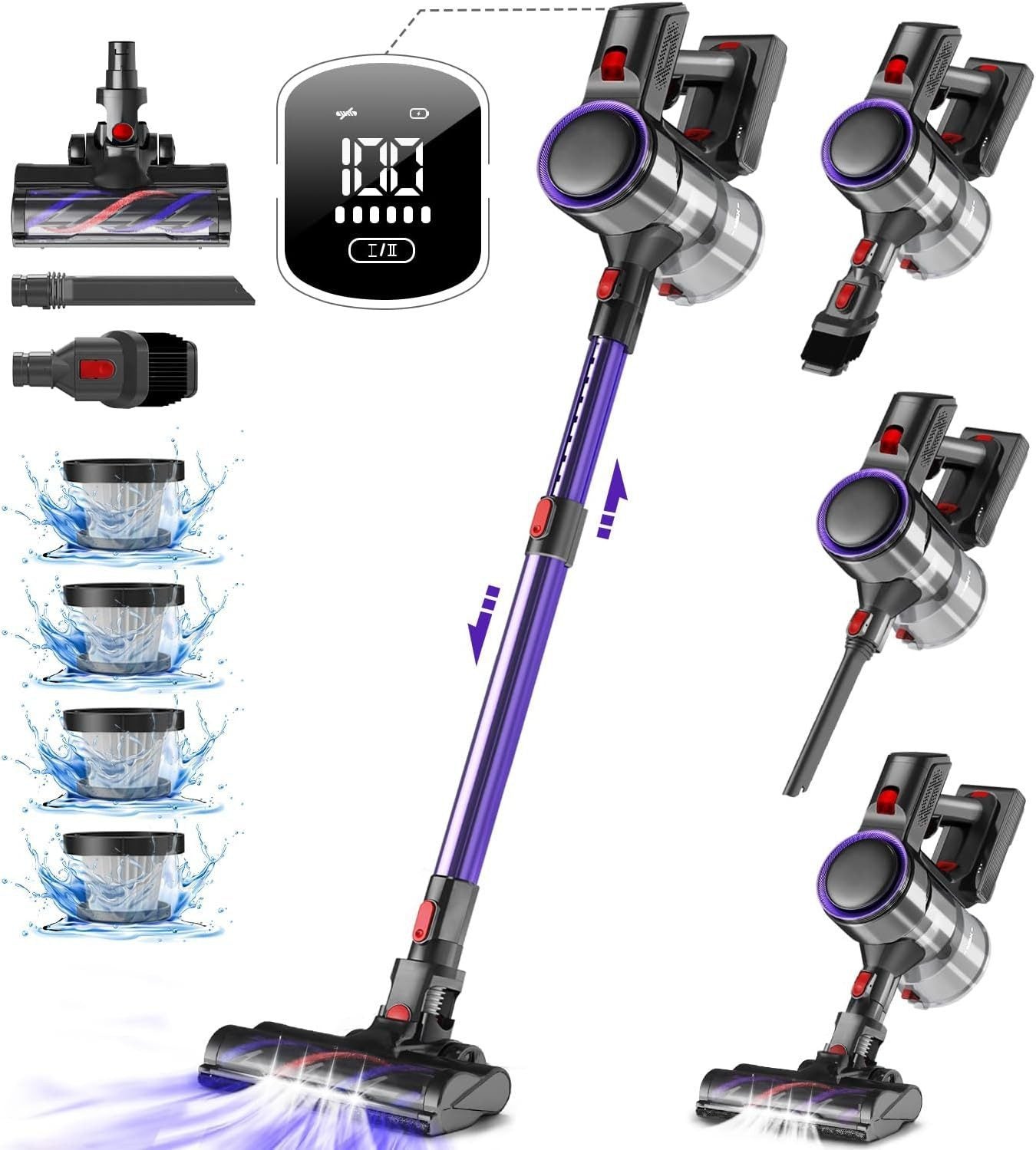 Cordless Handheld and Stick Vacuum Cleaner Cordless Vacuum Cleaner, 55000Pa/550W/50Min/1.6L Cordless Vacuum Cleaner