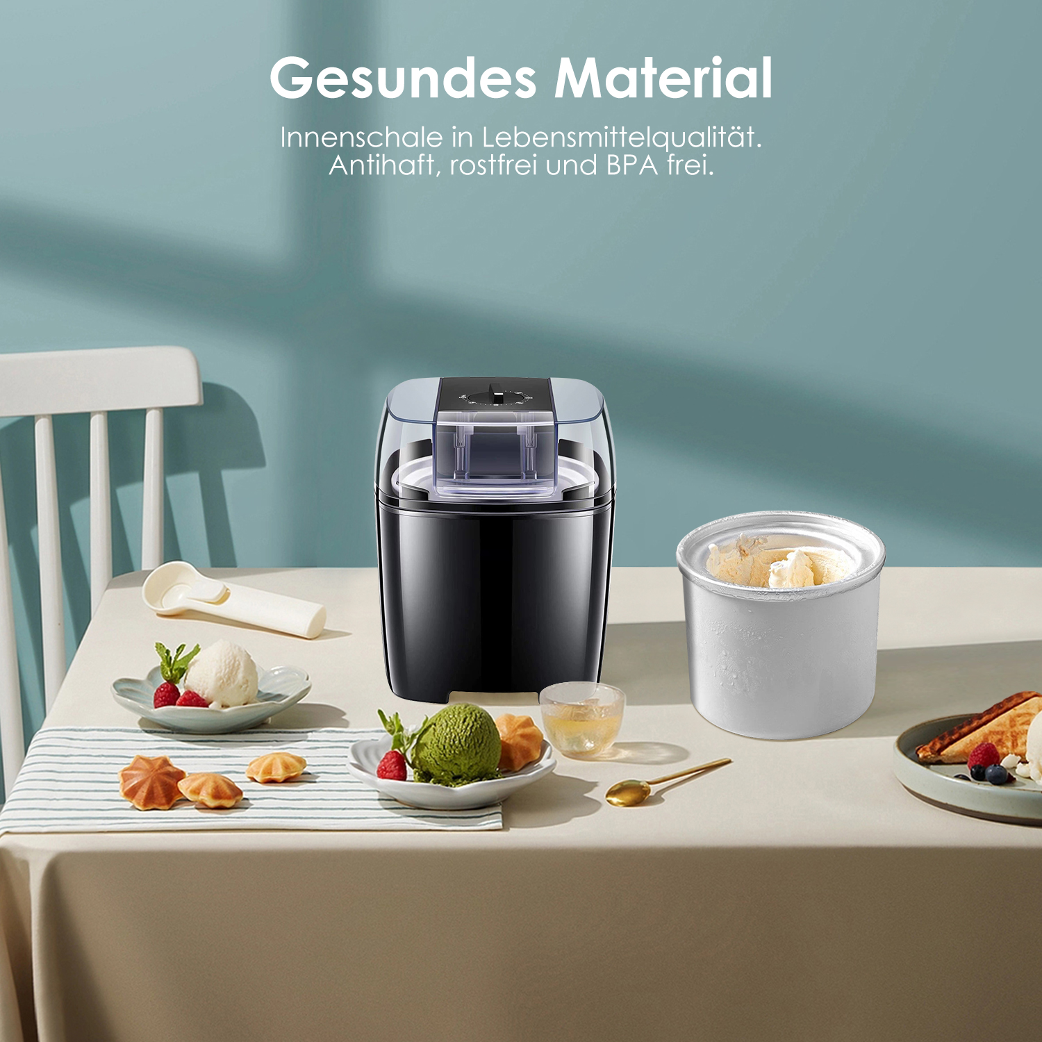 BJL01 - Speiseeisbereiter, Eismaschine, Elektrische Eismaschine Soft Serve Homemade 1.5 L Frozen Yogurt, Sorbet, Gelato 5 BJL01 1