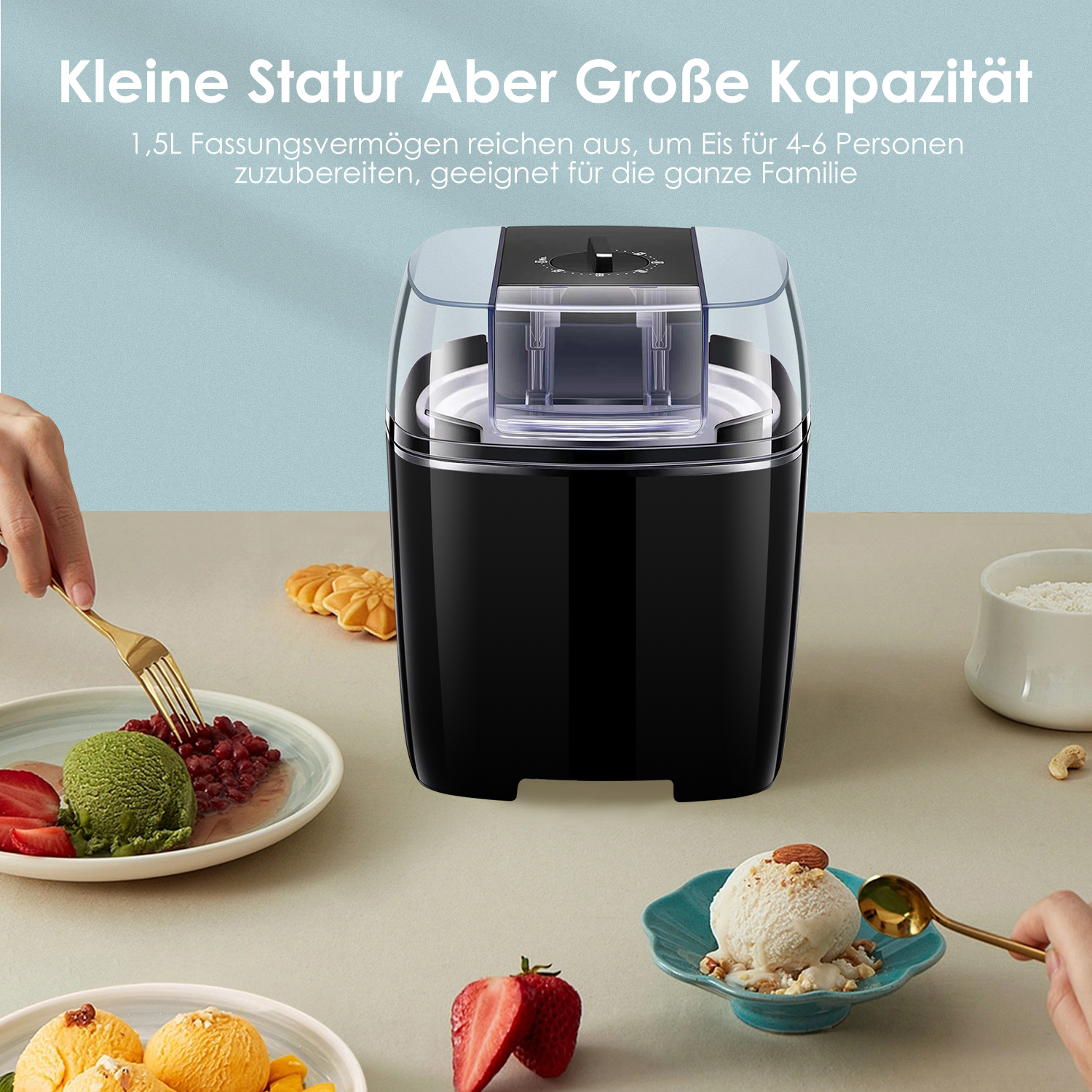 BJL01 - Speiseeisbereiter, Eismaschine, Elektrische Eismaschine Soft Serve Homemade 1.5 L Frozen Yogurt, Sorbet, Gelato 6 BJL01 2