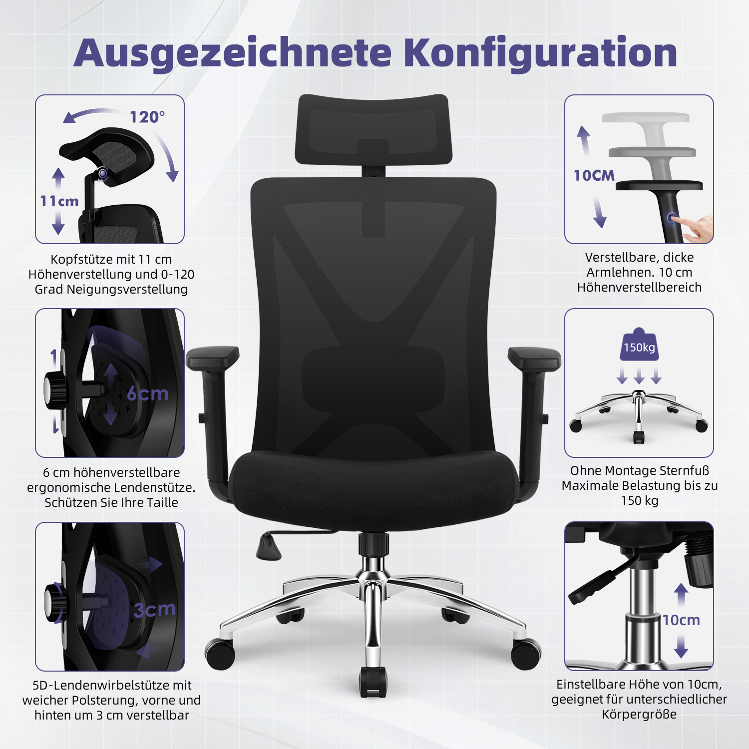 HR210 - Bürostuhl Bürostuhl, Chefsessel, Ergonomischer Schreibtischstuhl, Computerstuhl 5 HR210 1