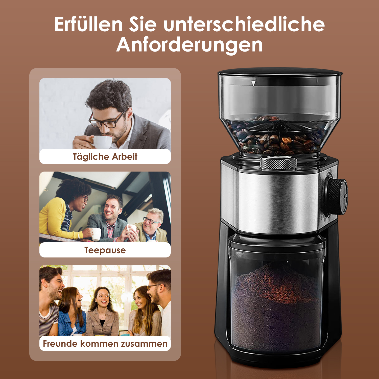 MD01 - Mahlgrad einstellbar von grob bis fein, 2-12 Portionen, Füllmenge Bohnenbehälter 250g 6 MD01 2