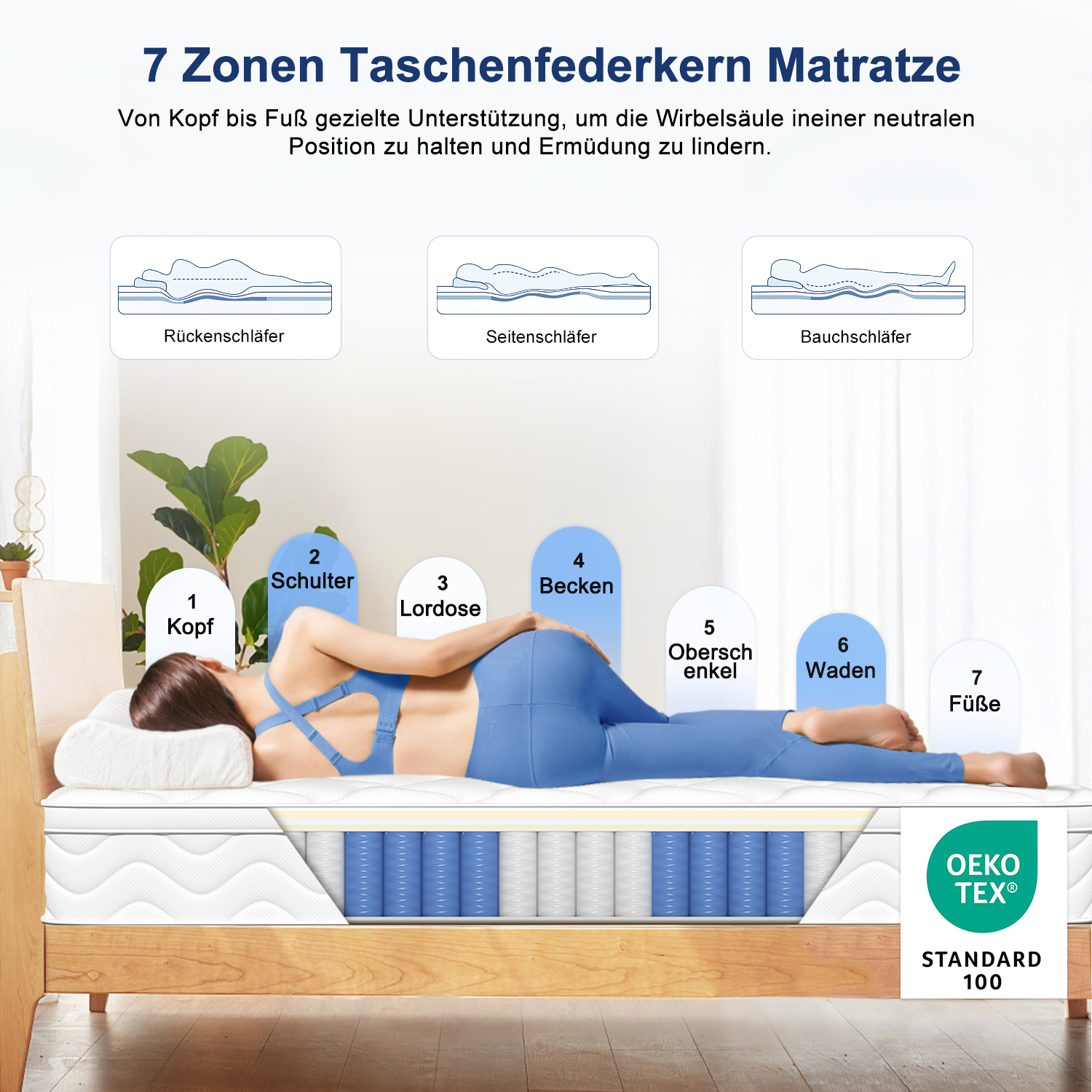 MS358 - Taschenfederkernmatratze Matratze 7-Zonen Federkernmatratze H3 orthopädische matratze 5 MS358 1