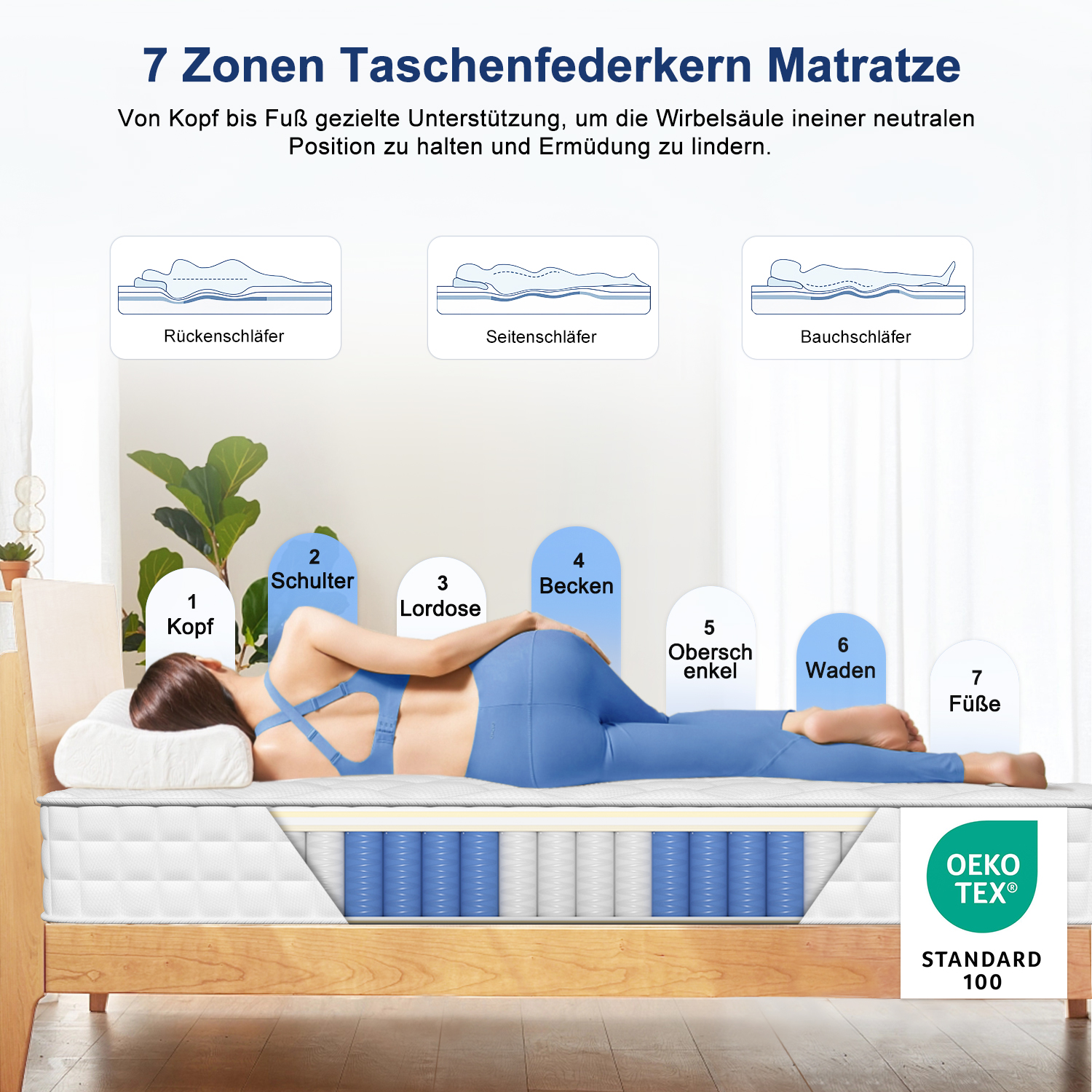 MS95 - Taschenfederkernmatratze Matratze ergonomische 7-Zonen 5 MS95 1