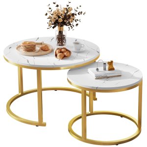 YN362 - Couchtisch Couchtisch 2er Set mit Marmormuster, Beistelltisch
