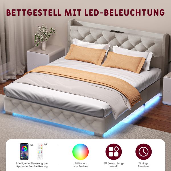SL330 - Polsterbett Polsterbett 140 x 200 cm Bettgestell Doppelbett Bettrahmen – Bild 2