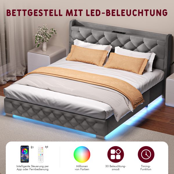 SL332 - Polsterbett 140 x 200 cm Bettgestell Doppelbett Bettrahmen – Bild 2