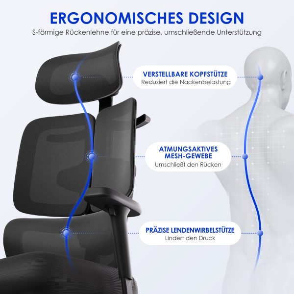 RY297 - Bürostuhl Bürostuhl, Chefsessel, ergonomischer Schreibtischstuhl, atmungsaktiv – Bild 4